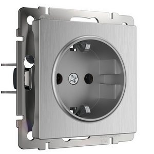 Изображение товара Розетка встраиваемая с заземлением (cеребряный рифленый) Werkel W1171009 (a051368)