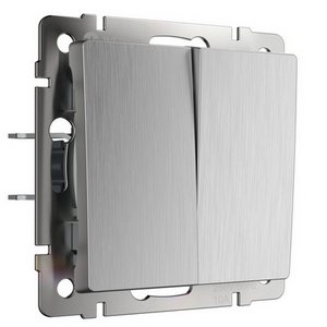 Изображение товара Выключатель встраиваемый двухклавишный проходной (cеребряный рифленый) Werkel W1122009 (a051357)