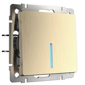 Изображение товара Выключатель встраиваемый одноклавишный с подсветкой (шампань рифленый) Werkel W1110110 (a051413)