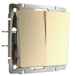 Изображение товара Выключатель встраиваемый двухклавишный (шампань рифленый) Werkel W1120010 (a051423)