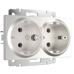 Изображение товара Розетка встраиваемая двойная с заземлением (перламутровый рифленый) Werkel W1172013 (a051175)