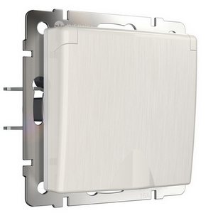 Изображение товара Розетка встраиваемая влагозащ. с зазем. с защит. крышкой и шторками (перламутровый рифленый) IP44 Werkel W1171213 (a051173)