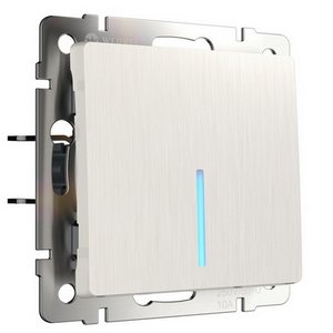 Изображение товара Выключатель встраиваемый одноклавишный с подсветкой (перламутровый рифленый) Werkel W1110113 (a051177)