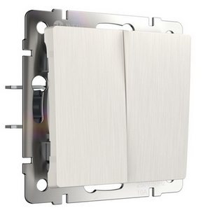 Изображение товара Выключатель встраиваемый двухклавишный (перламутровый рифленый) Werkel W1120013 (a051172)