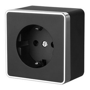Изображение товара Розетка накладная с заземлением Gallant (черный/хром) Werkel W5071035 (a050973)