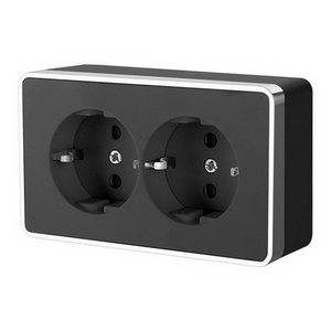 Изображение товара Розетка накладная двойная с заземлением Gallant (черный/хром) Werkel W5072135 (a050977)