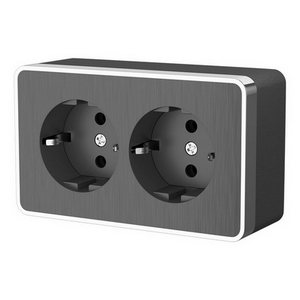 Изображение товара Розетка накладная двойная с заземлением Gallant (графит рифленый) Werkel W5072104 (a051342)