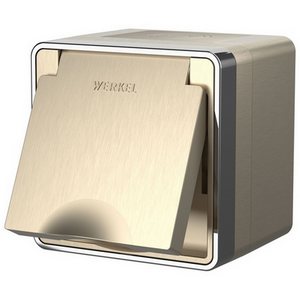 Изображение товара Розетка накладная влагозащ. с зазем. с защит. крышкой и шторками Gallant (шампань рифленый) Werkel W5071210 (a051048)