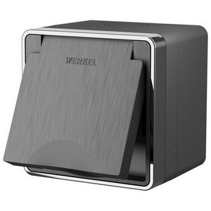 Изображение товара Розетка накладная влагозащ. с зазем. с защит. крышкой и шторками Gallant (графит рифленый) IP44 Werkel W5071204 (a051334)