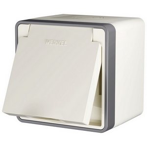 Изображение товара Розетка накладная влагозащ. с зазем. с защит. крышкой и шторками Gallant (слоновая кость) IP44 Werkel W5071203 (a051546)