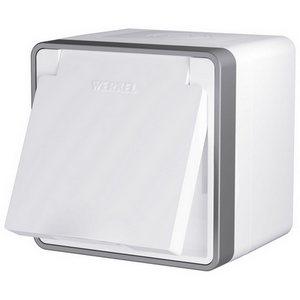 Изображение товара Розетка накладная влагозащ. с зазем. с защит. крышкой и шторками Gallant (белый) IP44 Werkel W5071201 (a051568)