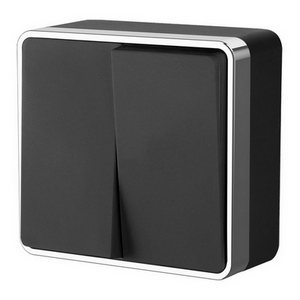 Изображение товара Выключатель накладной двухклавишный Gallant (черный/хром) Werkel W5020035 (a050972)