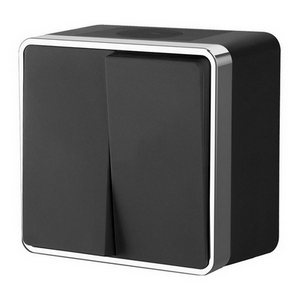 Изображение товара Выключатель накладной двухклавишный влагозащищенный Gallant (черный/хром) IP44 Werkel W5020235 (a050976)