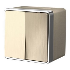 Изображение товара Выключатель накладной двухклавишный влагозащищенный Gallant (шампань рифленый) IP44 Werkel W5020210 (a051045)