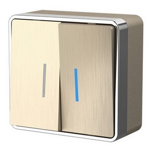 Изображение товара Выключатель накладной двухклавишный с подсветкой Gallant (шампань рифленый) Werkel W5020110 (a051043)