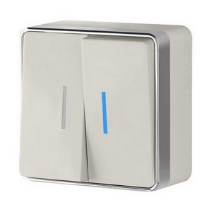 Изображение товара Выключатель накладной двухклавишный с подсветкой Gallant (слоновая кость) Werkel W5020103 (a051550)