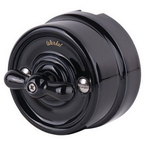 Изображение товара Выключатель накладной на 4 положения двухклавишный (черный) Ретро Werkel W5620008 (a051452)