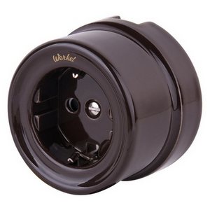 Изображение товара Розетка накладная с заземлением (коричневый) Ретро Werkel W5671014 (a051054)