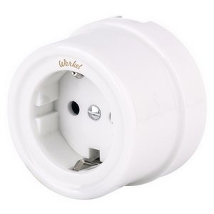 Изображение товара Розетка накладная с заземлением (белый) Ретро Werkel W5671001 (a051312)