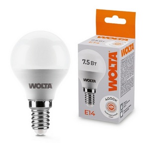 Изображение товара Светодиодная лампа 7.5Вт 4000K E14 Wolta 25S45GL7.5E14