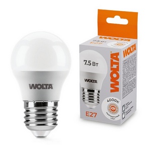 Изображение товара Светодиодная лампа 7.5Вт 4000K E27 Wolta 25S45GL7.5E27