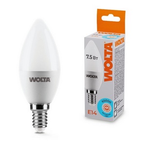 Изображение товара Светодиодная лампа 7.5Вт 6500K E14 Wolta 25WC7.5E14