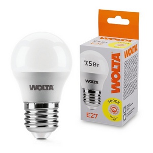 Изображение товара Светодиодная лампа 7.5Вт 3000K E27 Wolta 25Y45GL7.5E27