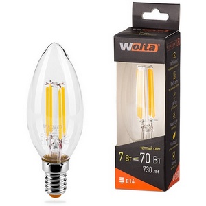 Изображение товара Светодиодная лампа FILAMENT 7Вт 3000K Е14 Wolta 25YCFT7E14