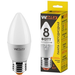 Изображение товара Светодиодная лампа LX 8Вт 3000K Е27 Wolta 30YC8E27