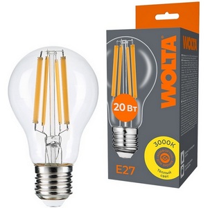 Изображение товара Светодиодная лампа FILAMENT 20Вт 3000K Е27 Wolta WF-A60-20W3KE27