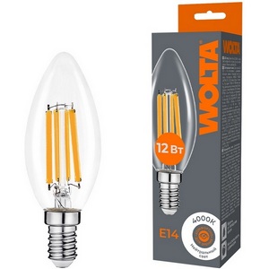 Изображение товара Светодиодная лампа FILAMENT 12Вт 4000K Е14 Wolta WF-C35-12W4KE14