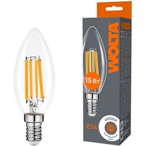 Изображение товара Светодиодная лампа FILAMENT 15Вт 4000K Е14 Wolta WF-C35-15W4KE14