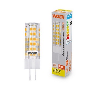 Изображение товара Светодиодная лампа 7Вт 3000K G4 Wolta WSTD-JC-220V7W3KG4-C