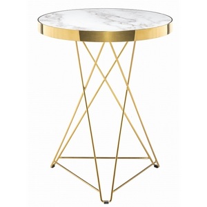 Изображение товара Стол с закругленными углами Milena white/gold (круглая столешница, 3 ножки)