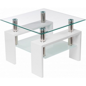 Изображение товара Журнальный стол квадратный с нагрузкой 50 кг с полкой ST-052 white (4 ножки)