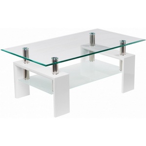 Изображение товара Журнальный столик с полкой CT1-052 white (прямоугольная столешница, 4 ножки)