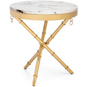 Изображение товара Журнальный столик Monika 50х55 marble/gold (круглая столешница, 3 ножки)