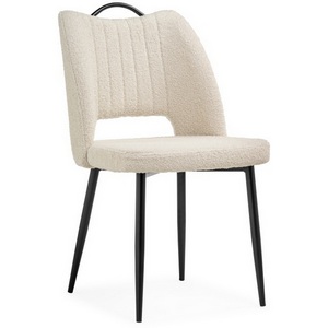 Изображение товара Обеденный стул Barton (Металл/Ткань Букле, Черный/Белый)