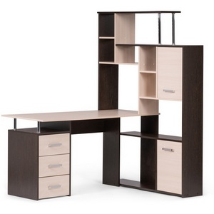 Изображение товара Компьютерный стол с ящиком и полкой КС-15 венге/дуб молочный правый (прямоугольная столешница)
