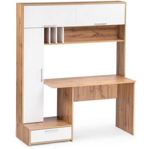 Изображение товара Письменный стол (регулировка по высоте) с ящиком и полкой Mobi Лайт 03.243 дуб золотой (craft)/белый премиум 318819 (прямоугольная столешница)