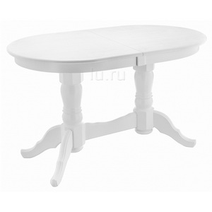 Изображение товара Стол с вставкой с закругленными углами Деон белый (овальная столешница, 4 ножки)