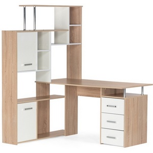 Изображение товара Компьютерный стол с ящиком и полкой КС15 левый дуб сонома (прямоугольная столешница)