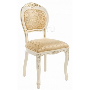 Изображение товара Деревянный стул для гостиной деревянный с высокой спинкой Лауро патина золото / бежевый тесьма 11