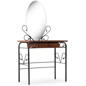 Изображение товара Туалетный столик с ящиком Клео 3 черный/орех (прямоугольная столешница, 4 ножки)