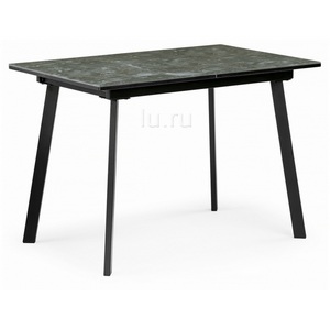 Изображение товара Стеклянный стол с вставкой Агни 110 королевский мрамор/черный матовый (прямоугольная столешница, 4 ножки)
