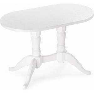 Изображение товара Деревянный стол Адней белый/рисунок (овальная столешница, 4 ножки)