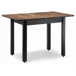 Изображение товара Стол с закругленными углами механизм бабочка Баи дуб юкон/черный (прямоугольная столешница, 4 ножки)