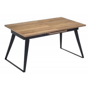 Изображение товара Стол микролифт с цельной вставкой Кхал галифакс натуральный/графит (прямоугольная столешница, I I-образная опора)