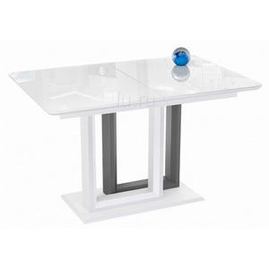 Изображение товара Стол на тумбе с вставкой Санса белый/белая шагрень/грей (прямоугольная столешница)