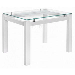 Изображение товара Стеклянный стол Бран белое дерево (прямоугольная столешница, 4 ножки)
